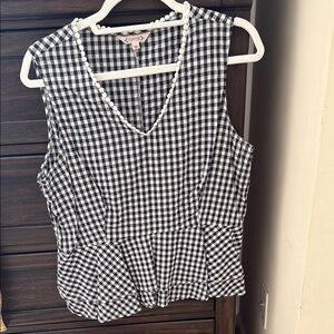 Nanette Lenore Black/White Gingham Sleeveless Top with Peplum